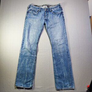 Buffalo jeans Six authentic men's size 31x32 hard washed blue frayed distressed